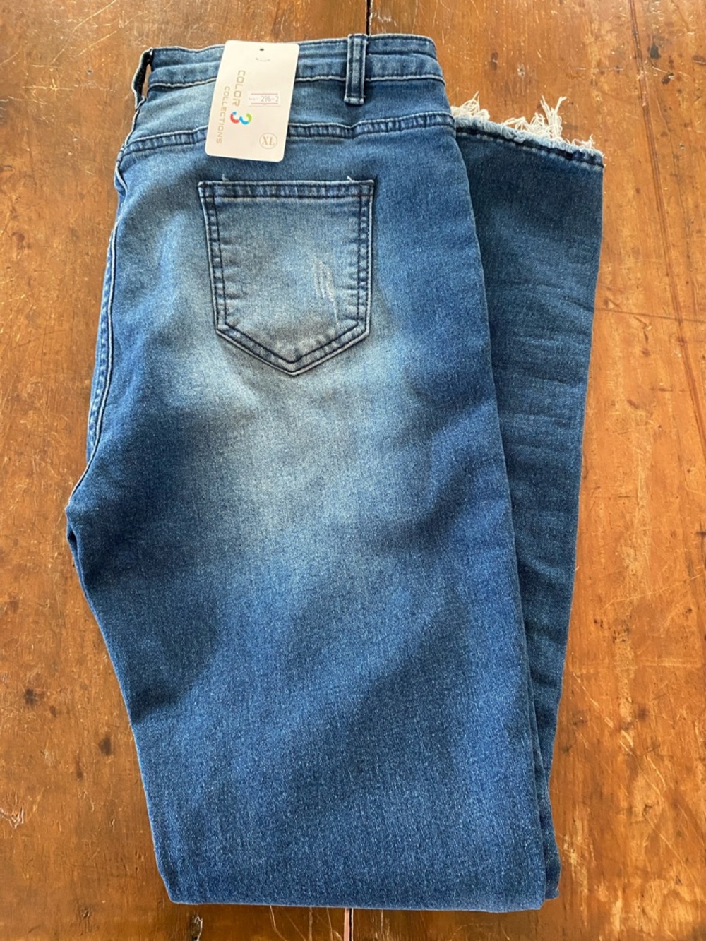 Classic Mid Wash Jeans with Frayed Hem